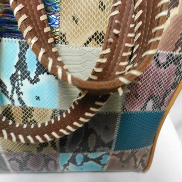Consuela Classic Sadie Embroidered Patchwork tote bag purse Leather Large - Picture 12 of 16